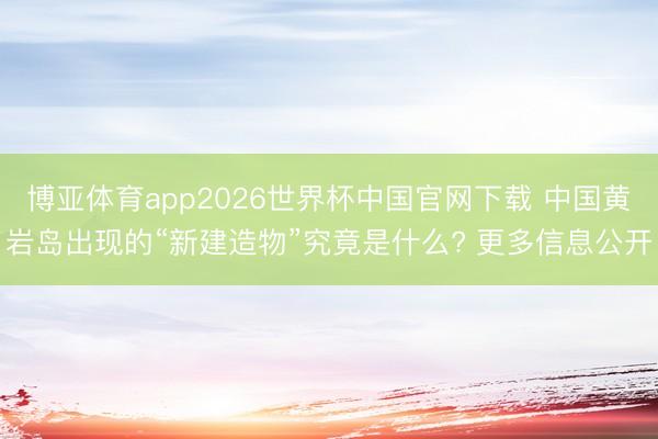 博亚体育app2026世界杯中国官网下载 中国黄岩岛出现的“新建造物”究竟是什么? 更多信息公开