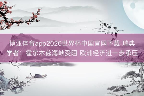 博亚体育app2026世界杯中国官网下载 瑞典学者：霍尔木兹海峡受阻 欧洲经济进一步承压